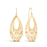 Fancy Filigree Drop Earrings in 9ct Yellow Gold - Wallace Bishop