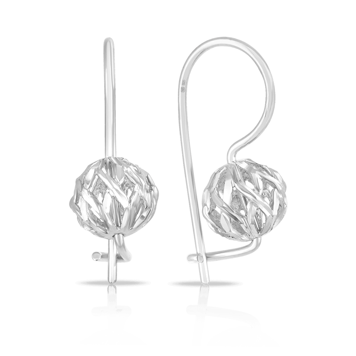 Filigree Diamond Cut Euro Ball Earrings in Sterling Silver - Wallace Bishop