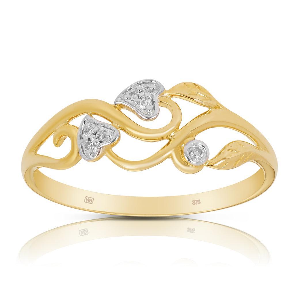 Filigree Diamond Heart Ring in 9ct Yellow Gold - Wallace Bishop