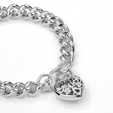 Filigree Heart Padlock Bracelet in Sterling Silver - Wallace Bishop