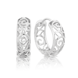 Filigree Huggie Earrings in Sterling Silver - Wallace Bishop