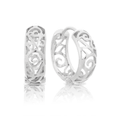 Filigree Huggie Earrings in Sterling Silver - Wallace Bishop
