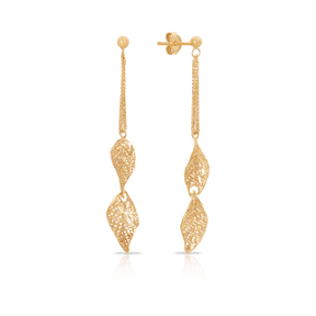 Filigree Leaf Drop Earrings in 9ct Yellow Gold - Wallace Bishop