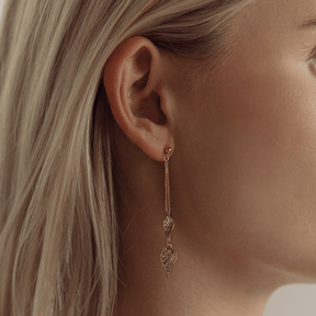 Filigree Leaf Drop Earrings in 9ct Yellow Gold - Wallace Bishop