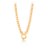 Filigree Oval Belcher Euro Necklace in 9ct Yellow Gold - Wallace Bishop