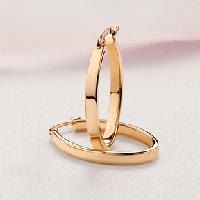 Flat Oval Hoop Earrings in 9ct Yellow Gold - Wallace Bishop