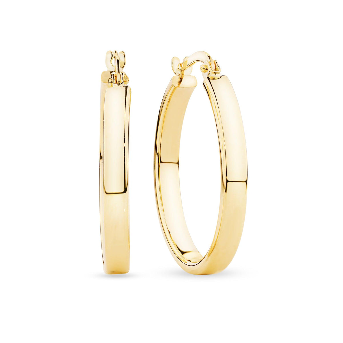 Flat Round Hoop Earrings in 9ct Yellow Gold - Wallace Bishop