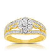 Flower Cluster Diamond Ring in 9ct Yellow and White Gold TGW 0.28ct - Wallace Bishop