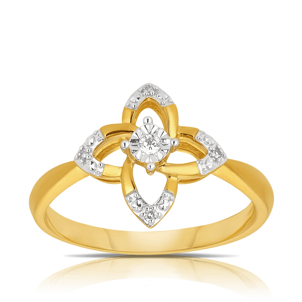 Flower Diamond Ring in 9ct Yellow Gold - Wallace Bishop