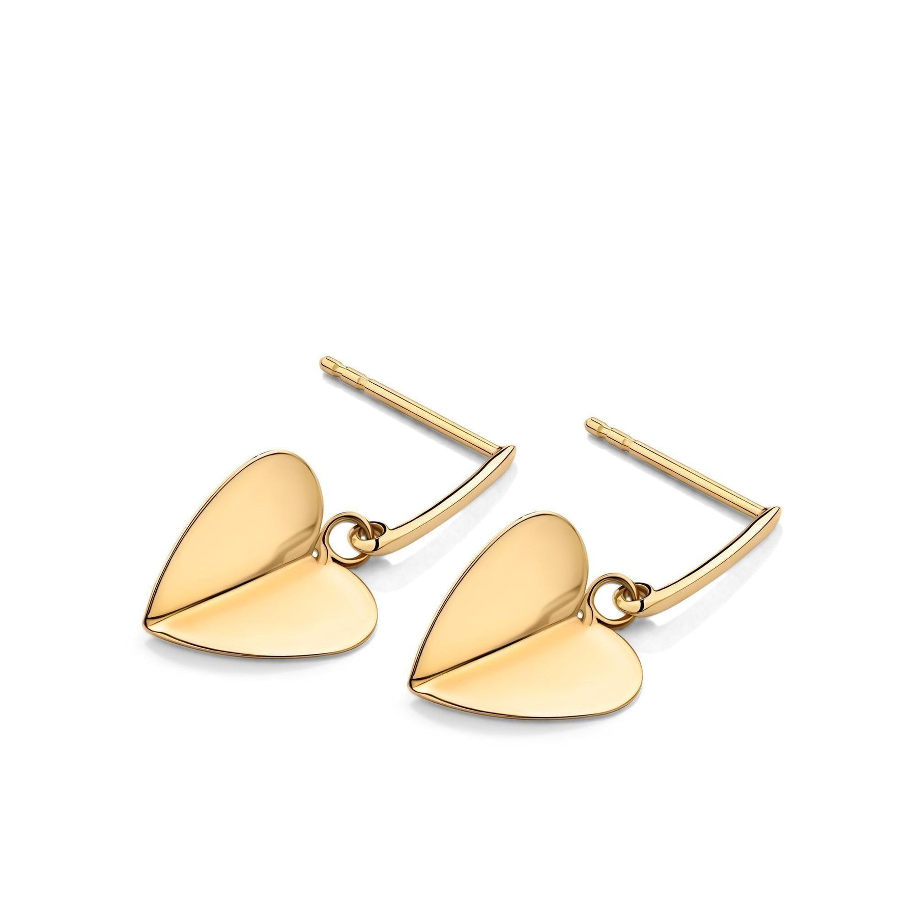 Folded Heart Shaped Drop Earrings in 9ct Yellow Gold - Wallace Bishop