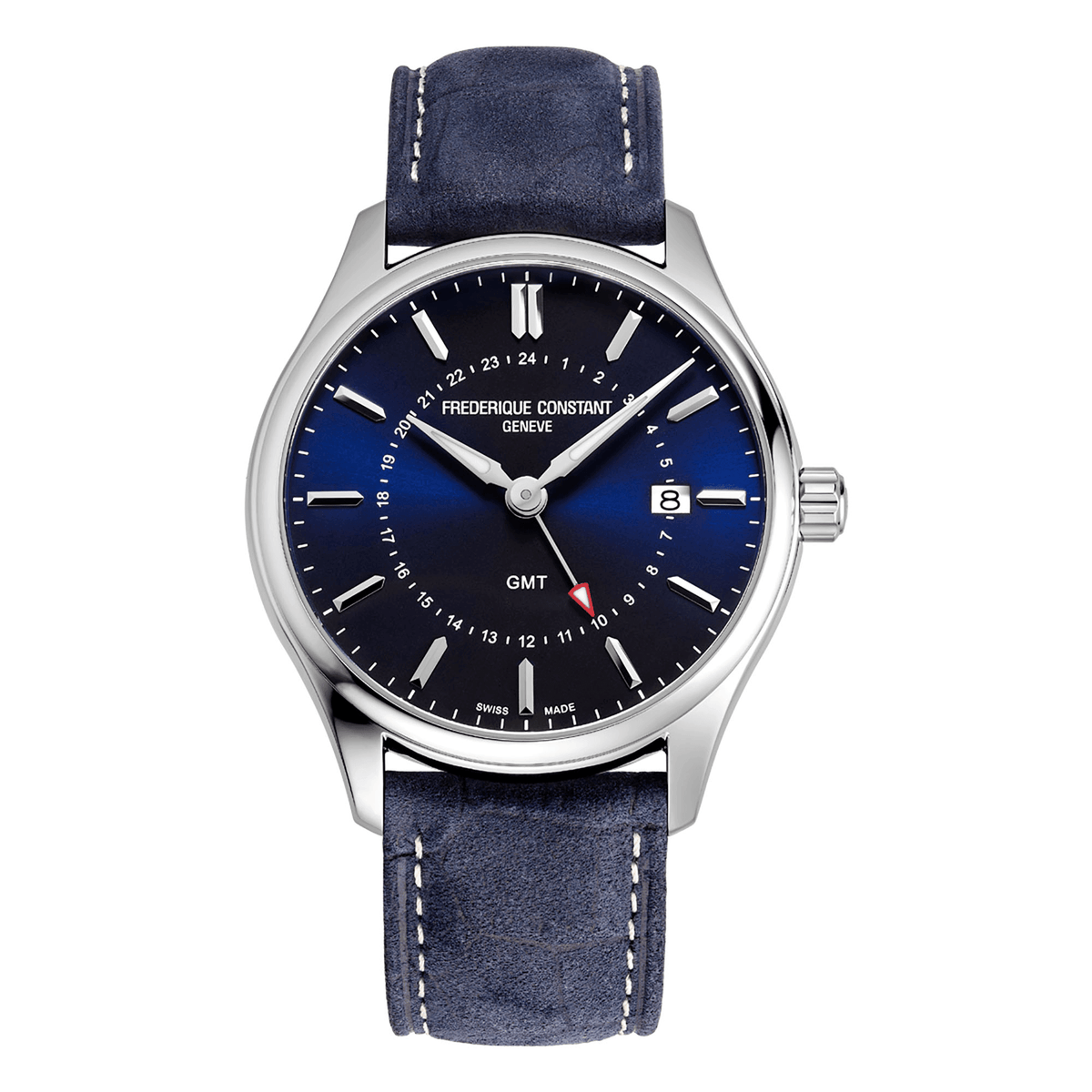 Frederique Constant Men's Classic Stainless Steel Quartz GMT Dress Watch Blue Dial - Wallace Bishop