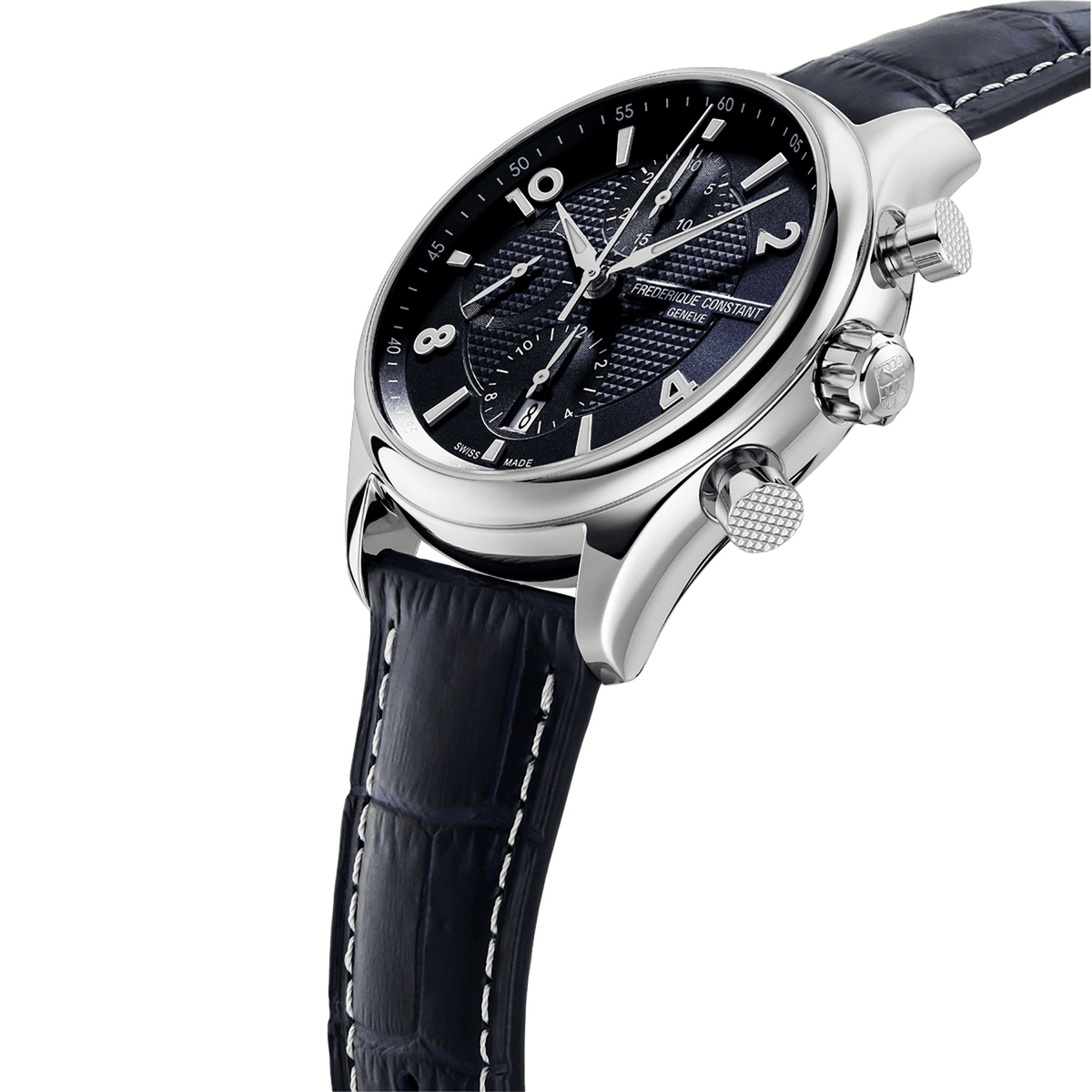 Frederique Constant Men's Stainless Steel Automatic Chronograph Sport Watch Blue Dial - Wallace Bishop