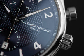 Frederique Constant Men's Stainless Steel Automatic Chronograph Sport Watch Blue Dial - Wallace Bishop