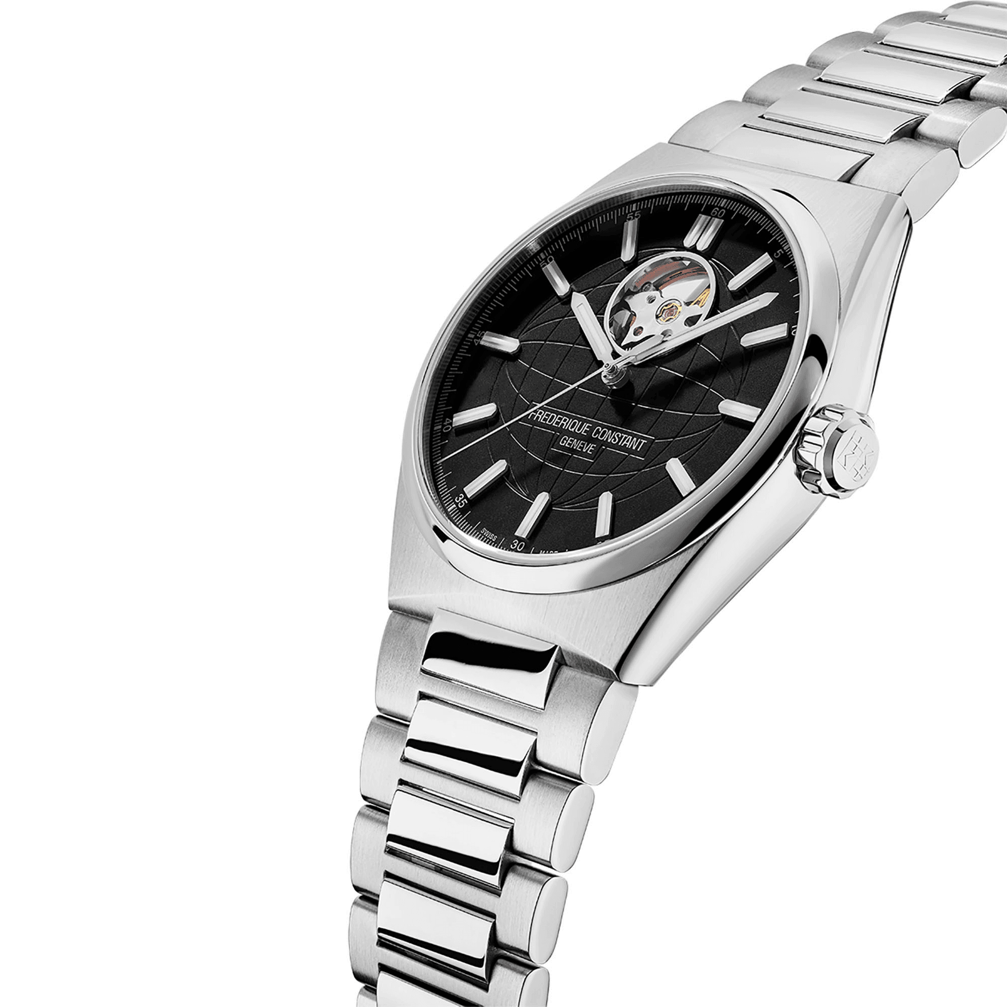 Frederique Constant Men's Stainless Steel Automatic Sport Watch Black Dial - Wallace Bishop