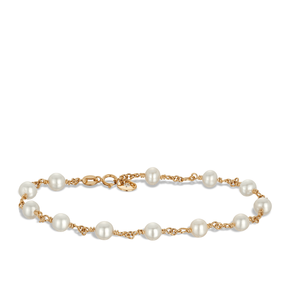 Freshwater Pearl & Diamond Bracelet in 9ct Yellow Gold - Wallace Bishop