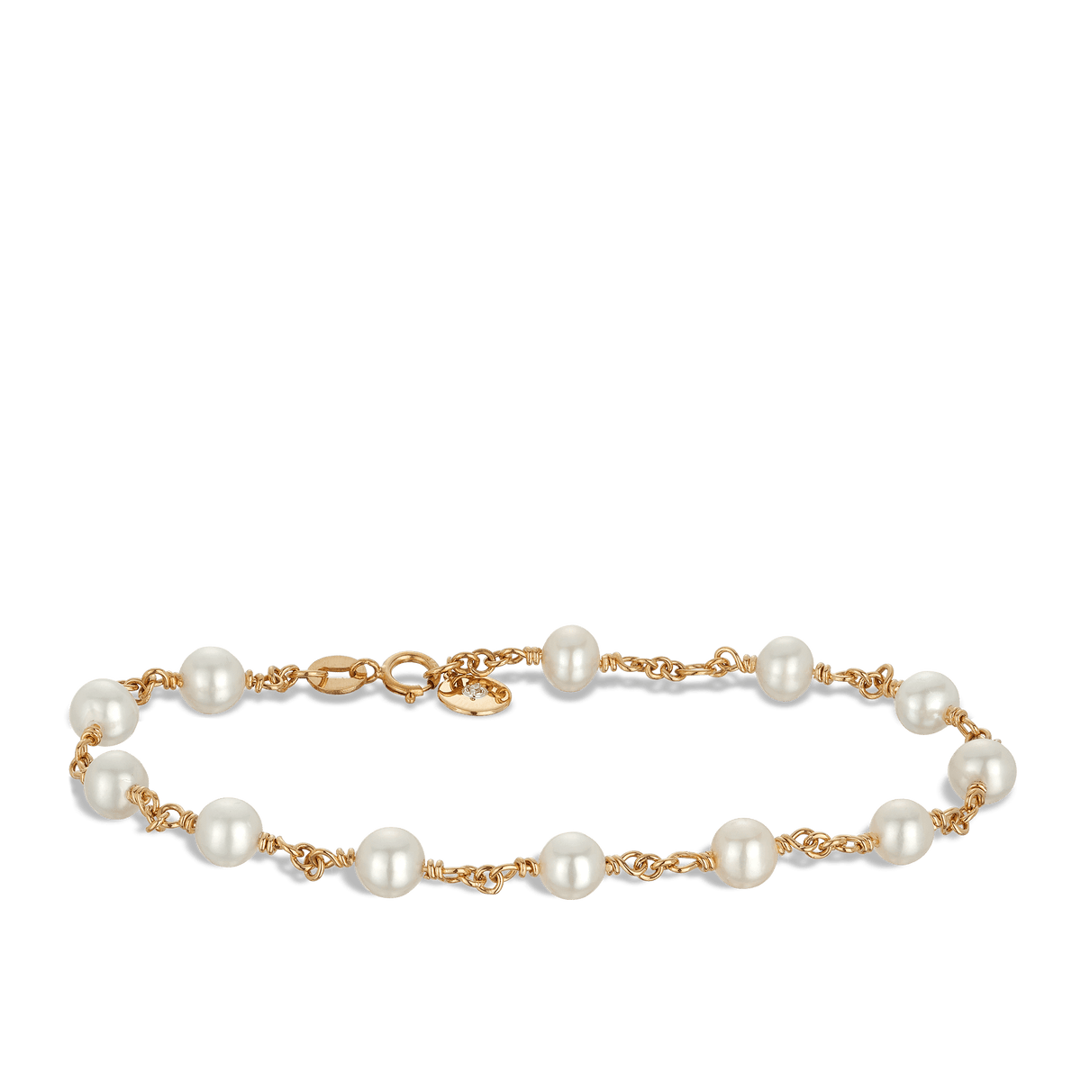 Freshwater Pearl & Diamond Bracelet in 9ct Yellow Gold - Wallace Bishop