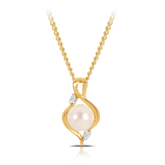 Freshwater Pearl and Diamond Pendant in 9ct Yellow Gold - Wallace Bishop