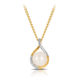 Freshwater Pearl and Diamond Pendant in 9ct Yellow Gold - Wallace Bishop