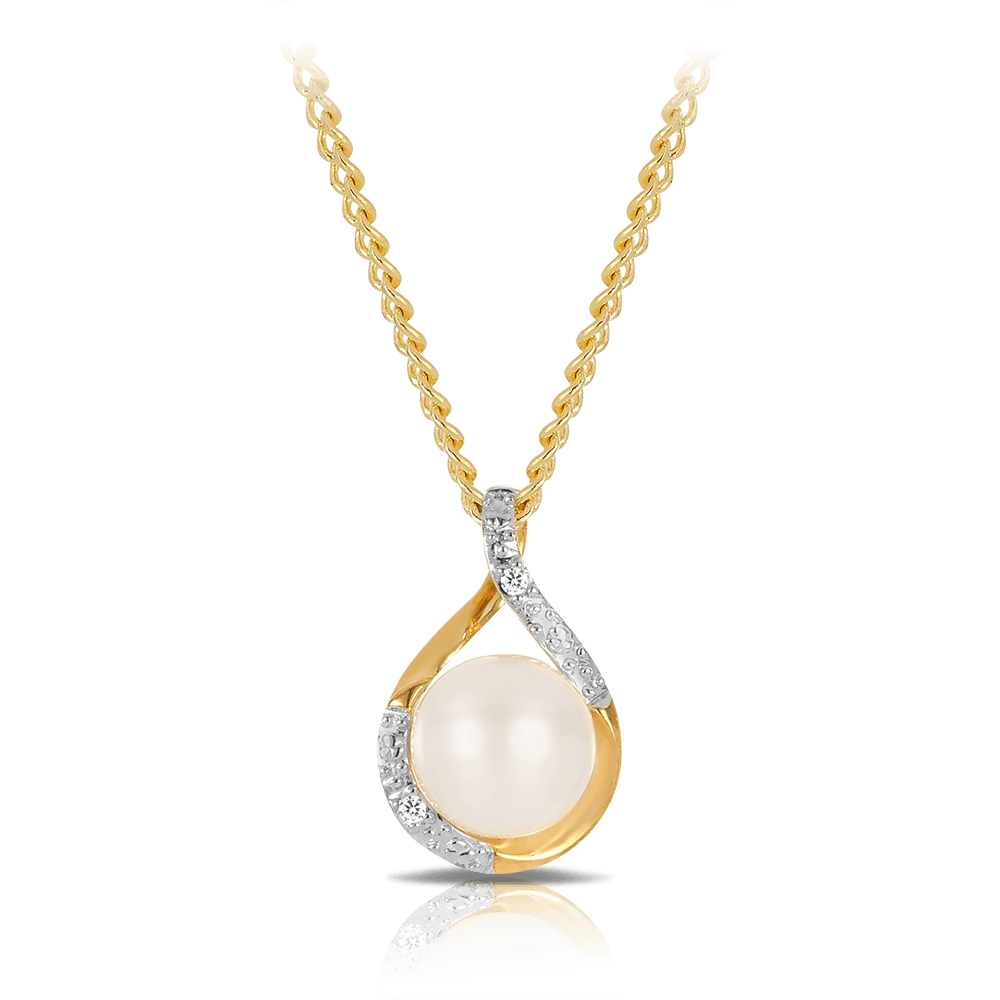 Pearl and diamond pendant necklace outlet