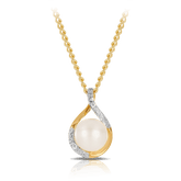 Freshwater Pearl and Diamond Pendant in 9ct Yellow Gold - Wallace Bishop