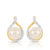 Freshwater Pearl & Diamond Stud Earrings in 9ct Yellow Gold - Wallace Bishop