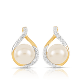 Freshwater Pearl & Diamond Stud Earrings in 9ct Yellow Gold - Wallace Bishop
