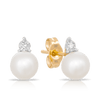 Freshwater Pearl and Diamond Stud Earrings set in 9ct Yellow Gold - Wallace Bishop