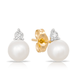 Freshwater Pearl and Diamond Stud Earrings set in 9ct Yellow Gold - Wallace Bishop