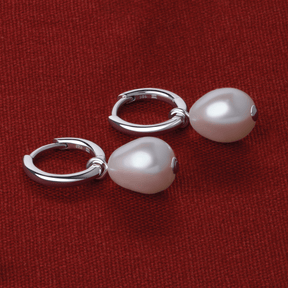 Freshwater Pearl Drop Huggies in Sterling Silver - Wallace Bishop