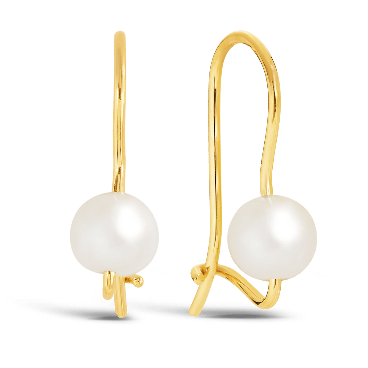 Freshwater Pearl Euroball Earrings in 9ct Yellow Gold - Wallace Bishop