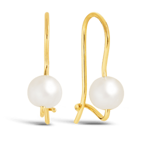 Freshwater Pearl Euroball Earrings in 9ct Yellow Gold - Wallace Bishop