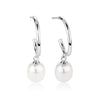 Freshwater Pearl Hoop Drop Earrings in Sterling Silver - Wallace Bishop