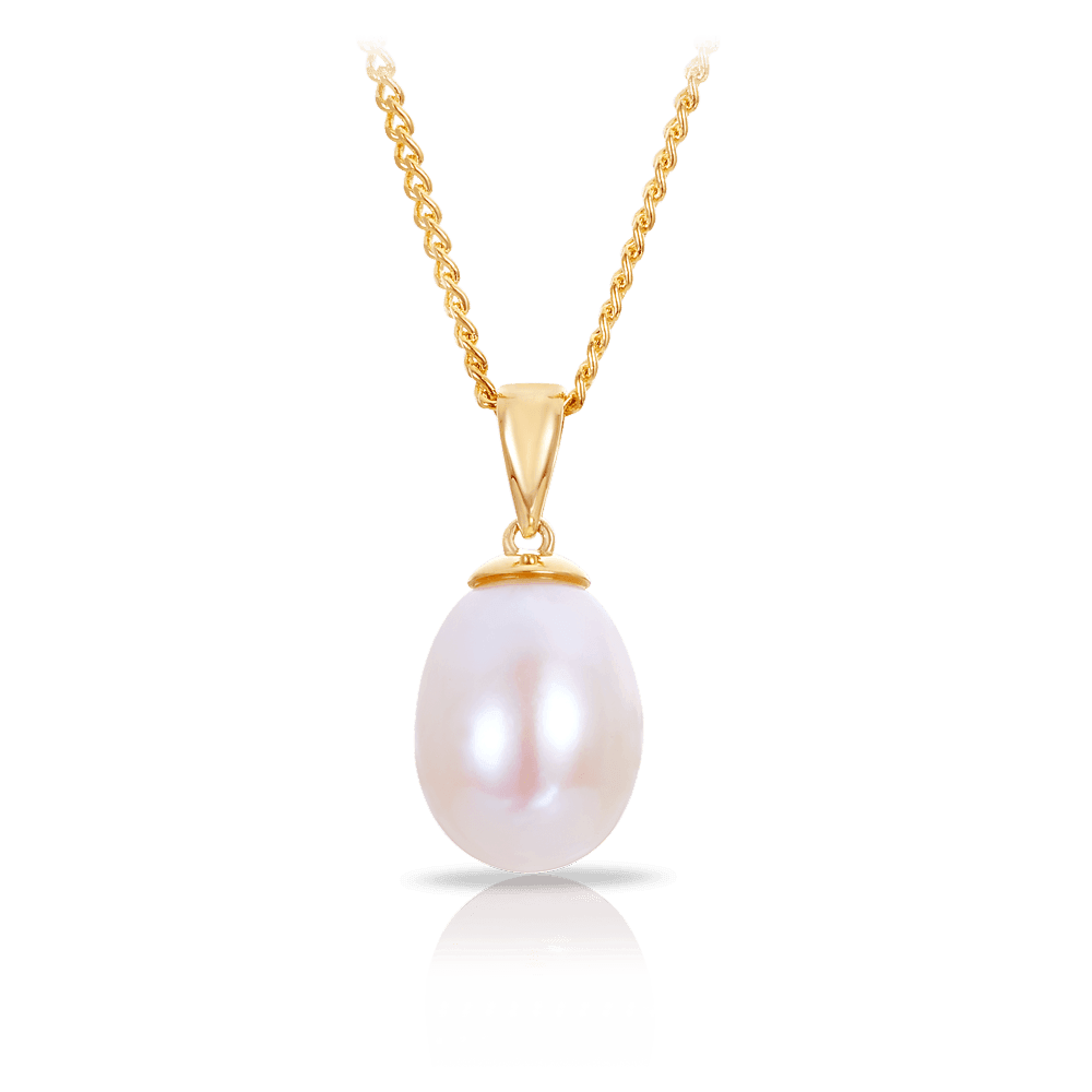Yellow gold pearl pendant deals