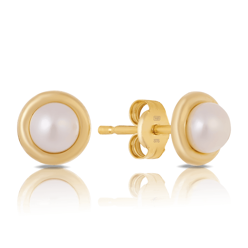 Freshwater Pearl Stud Earrings in 9ct Yellow Gold - Wallace Bishop