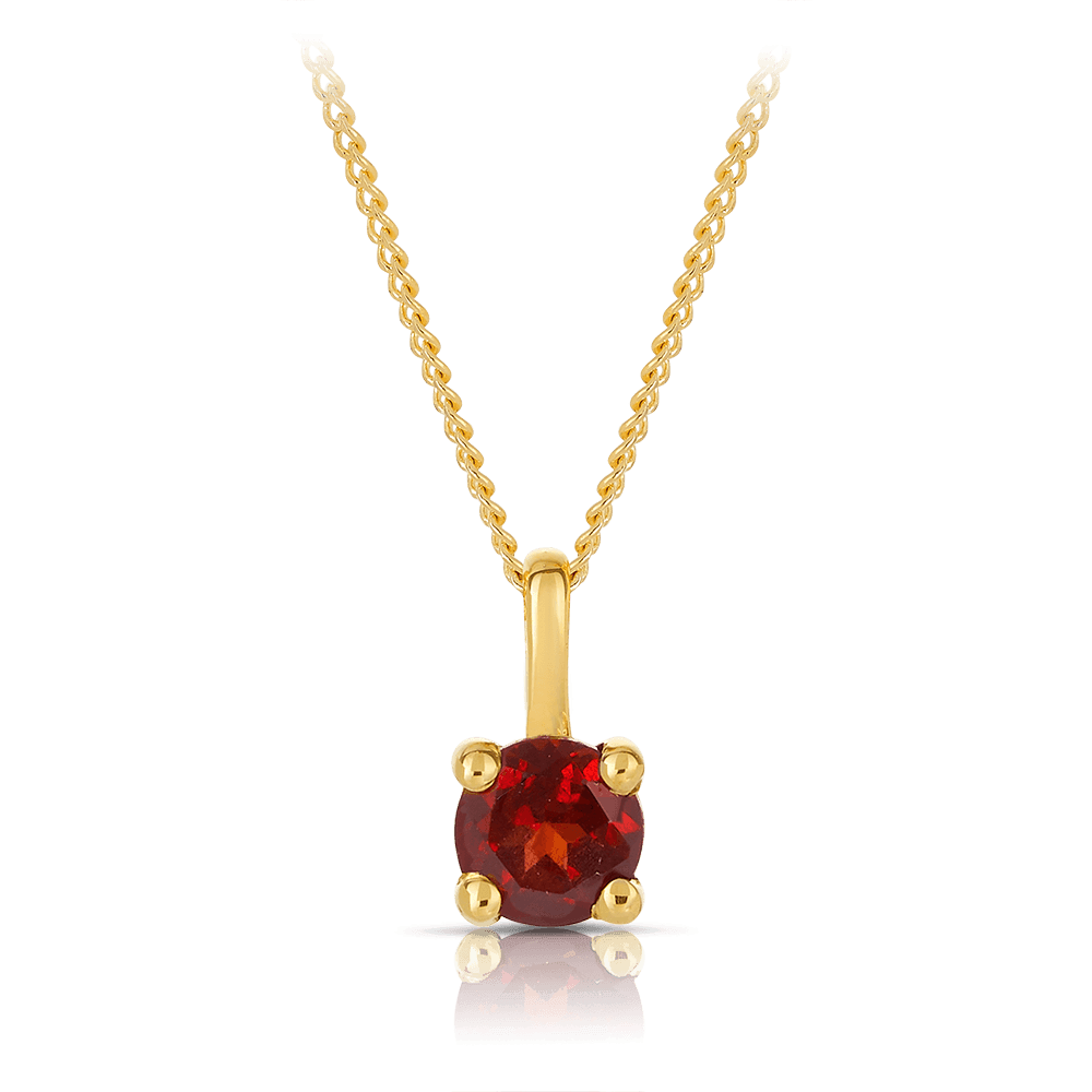 Garnet Round Pendant in 9ct Yellow Gold - Wallace Bishop