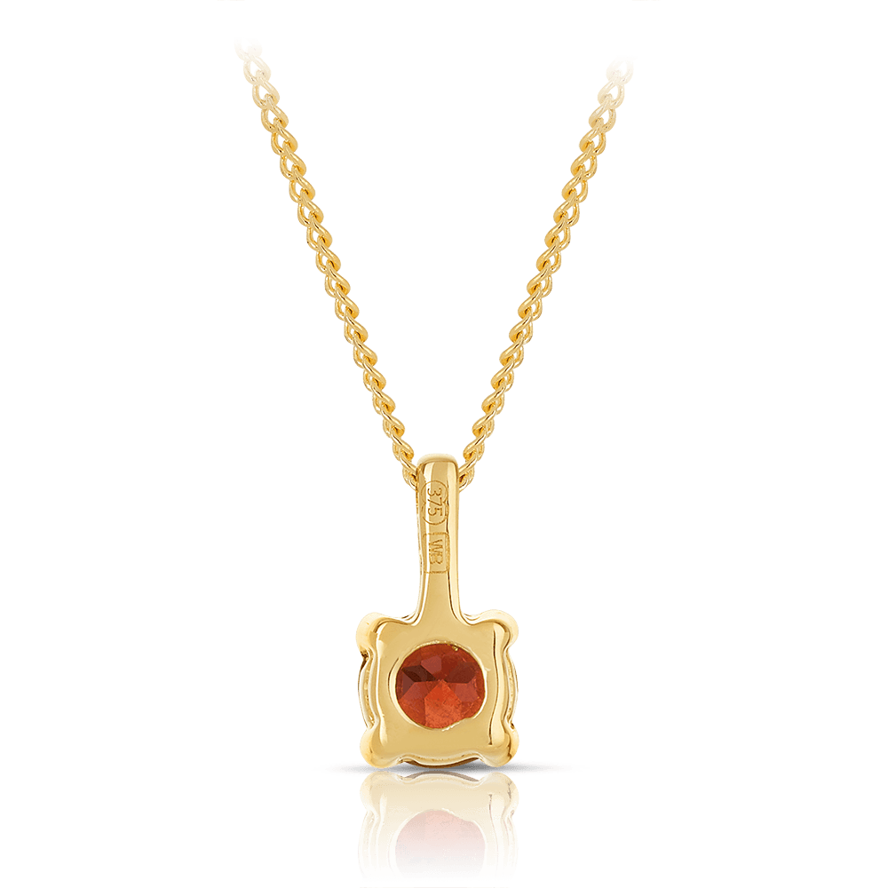 Garnet Round Pendant in 9ct Yellow Gold - Wallace Bishop