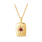Garnet Star Set Rectangular Pendant in 9ct Yellow Gold - Wallace Bishop