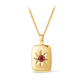 Garnet Star Set Rectangular Pendant in 9ct Yellow Gold - Wallace Bishop