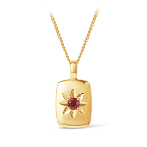 Garnet Star Set Rectangular Pendant in 9ct Yellow Gold - Wallace Bishop