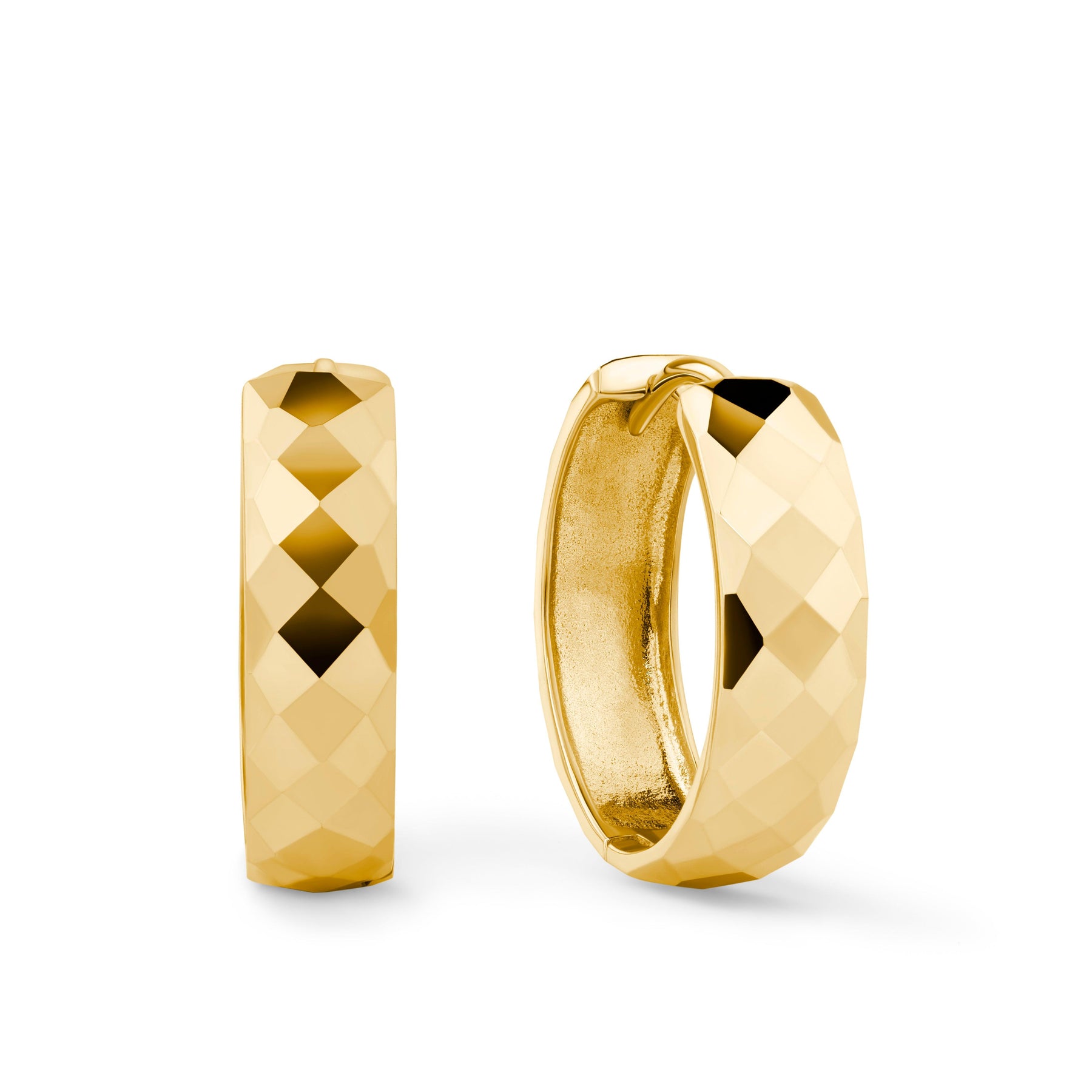 Geometric Cut Huggie Earrings in 9ct Yellow Gold - Wallace Bishop