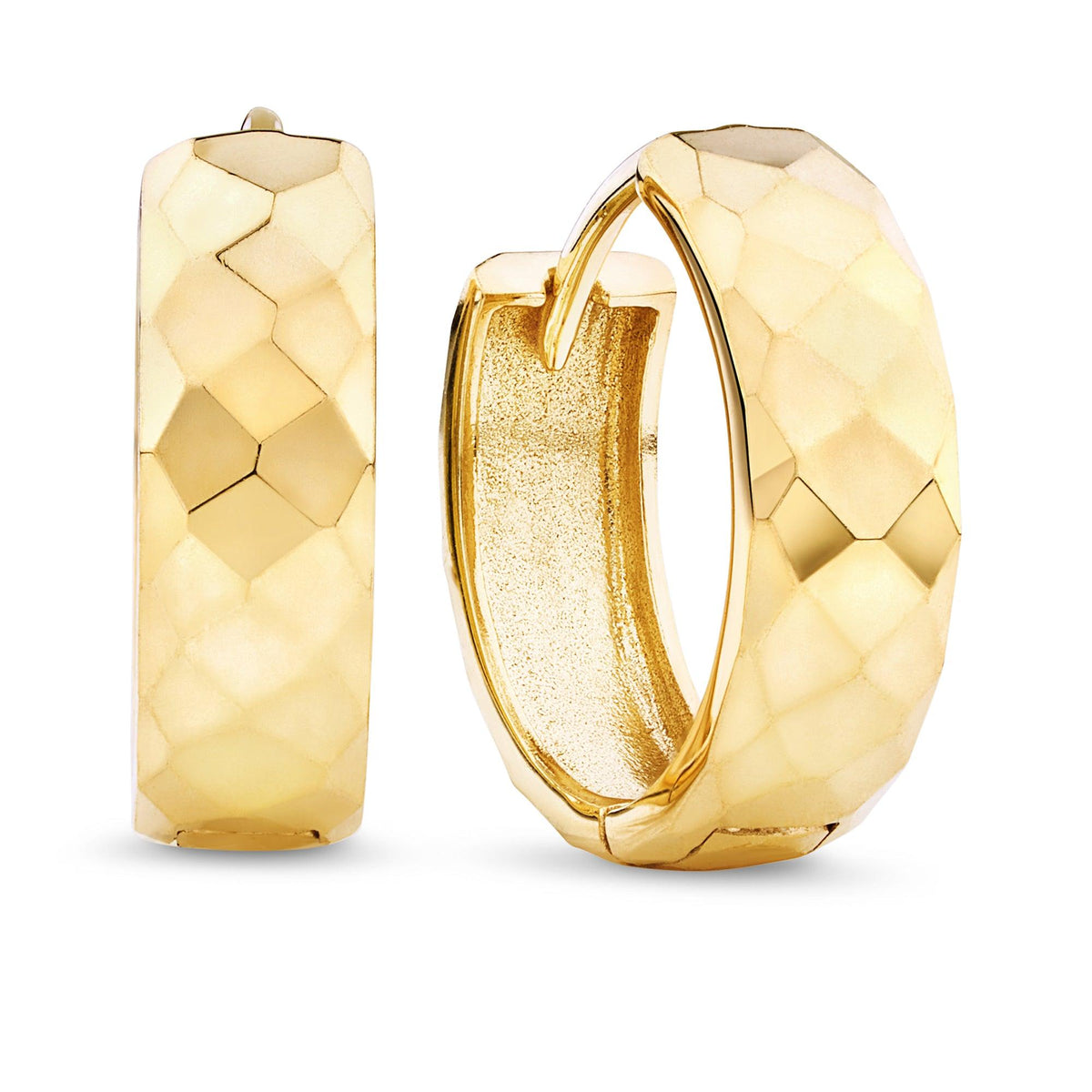 Geometric Cut Huggie Earrings in 9ct Yellow Gold - Wallace Bishop