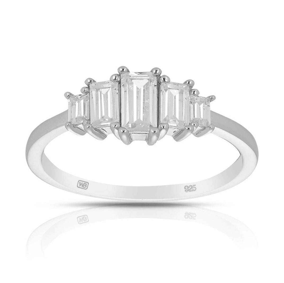 Graduated Cubic Zirconia Ring in Sterling Silver - Wallace Bishop