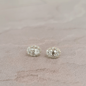 Green Amethyst & Diamond Halo Earrings in 9ct Yellow Gold - Wallace Bishop