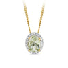 Green Amethyst & Diamond Halo Pendant in 9ct Yellow Gold - Wallace Bishop