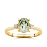 Green Amethyst & Diamond Ring in 9ct Gold - Wallace Bishop