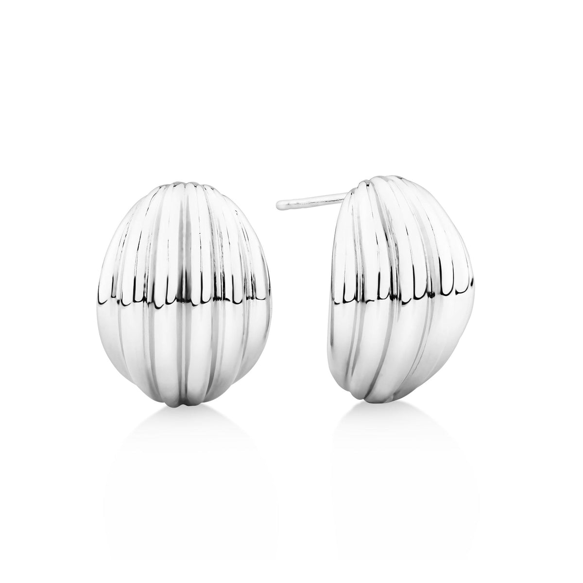 Groove Dome Stud Earrings in Sterling Silver - Wallace Bishop