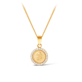 Guardian Angel Cubic Zirconia Pendant in 9ct Yellow Gold - Wallace Bishop