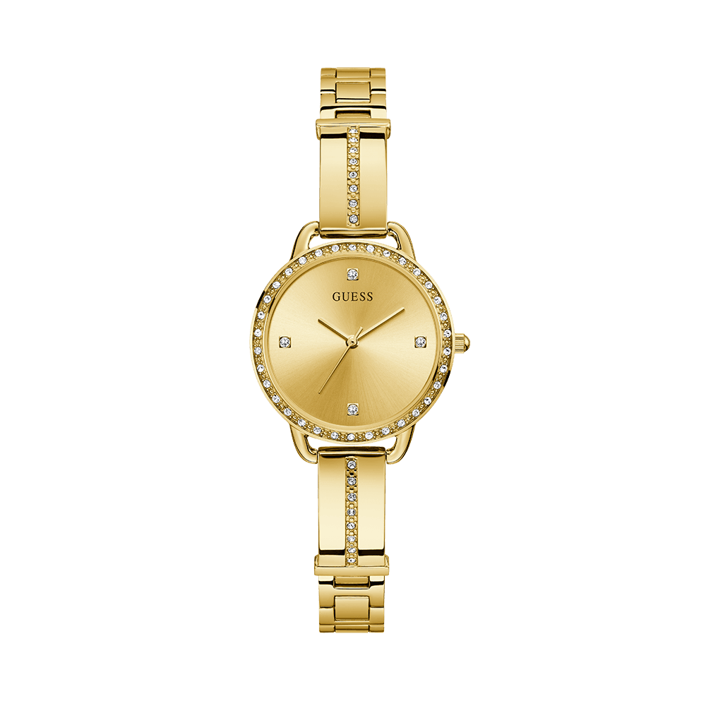 Guess Women's Gold PVD Quartz Fashion Watch Champagne Dial - Wallace Bishop