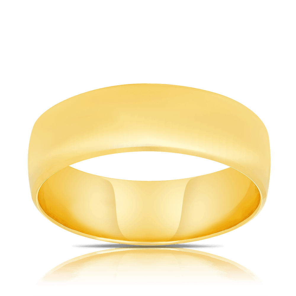 Half Round Bevelled Wedder Ring in 9ct Yellow Gold - Wallace Bishop