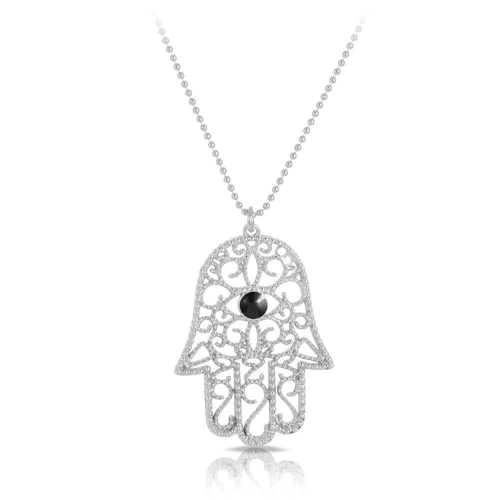 Hamsa Hand Necklace in Sterling Silver - Wallace Bishop